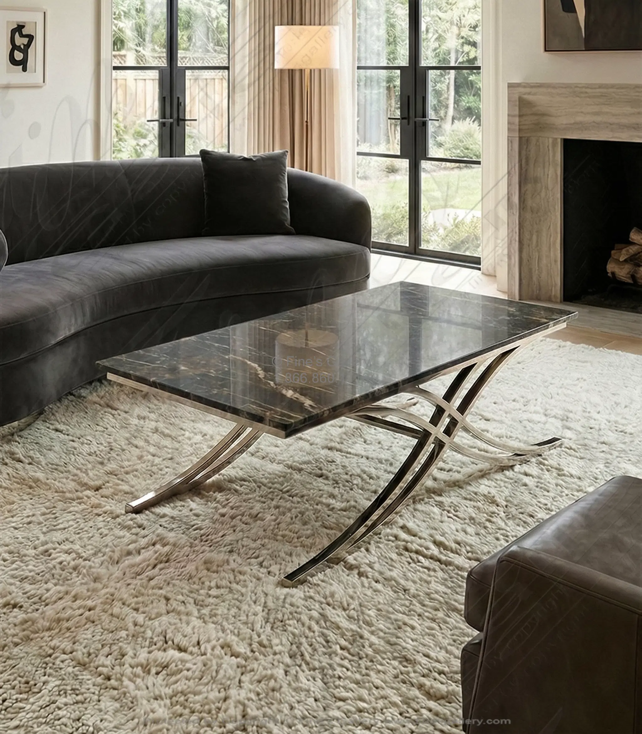 Michelangelo Portoro Marble Coffee Table