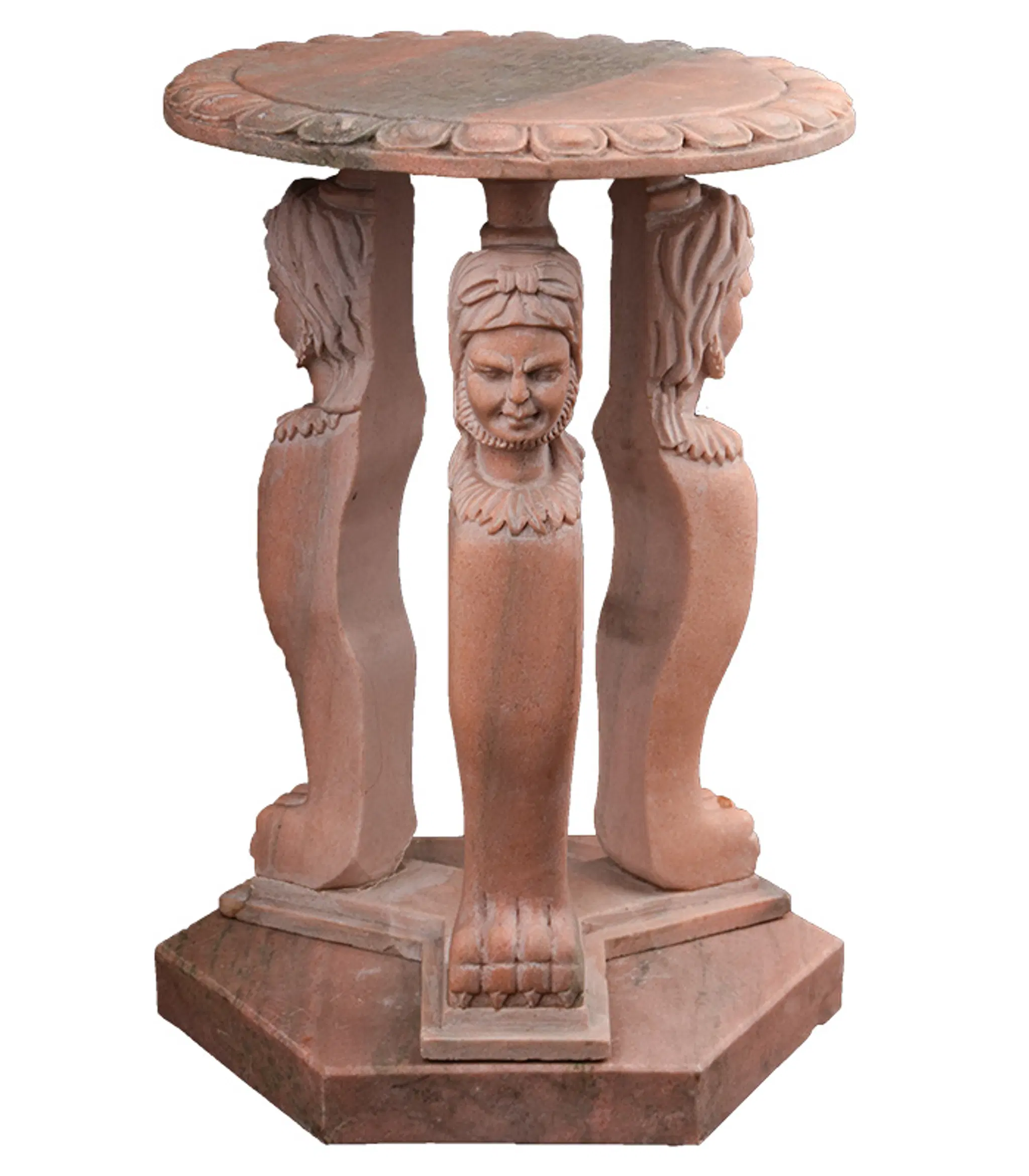 End Table in Carved Rosetta Marble.