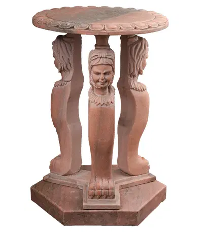 End Table in Carved Rosetta Marble.
