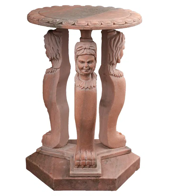 End Table in Carved Rosetta Marble.