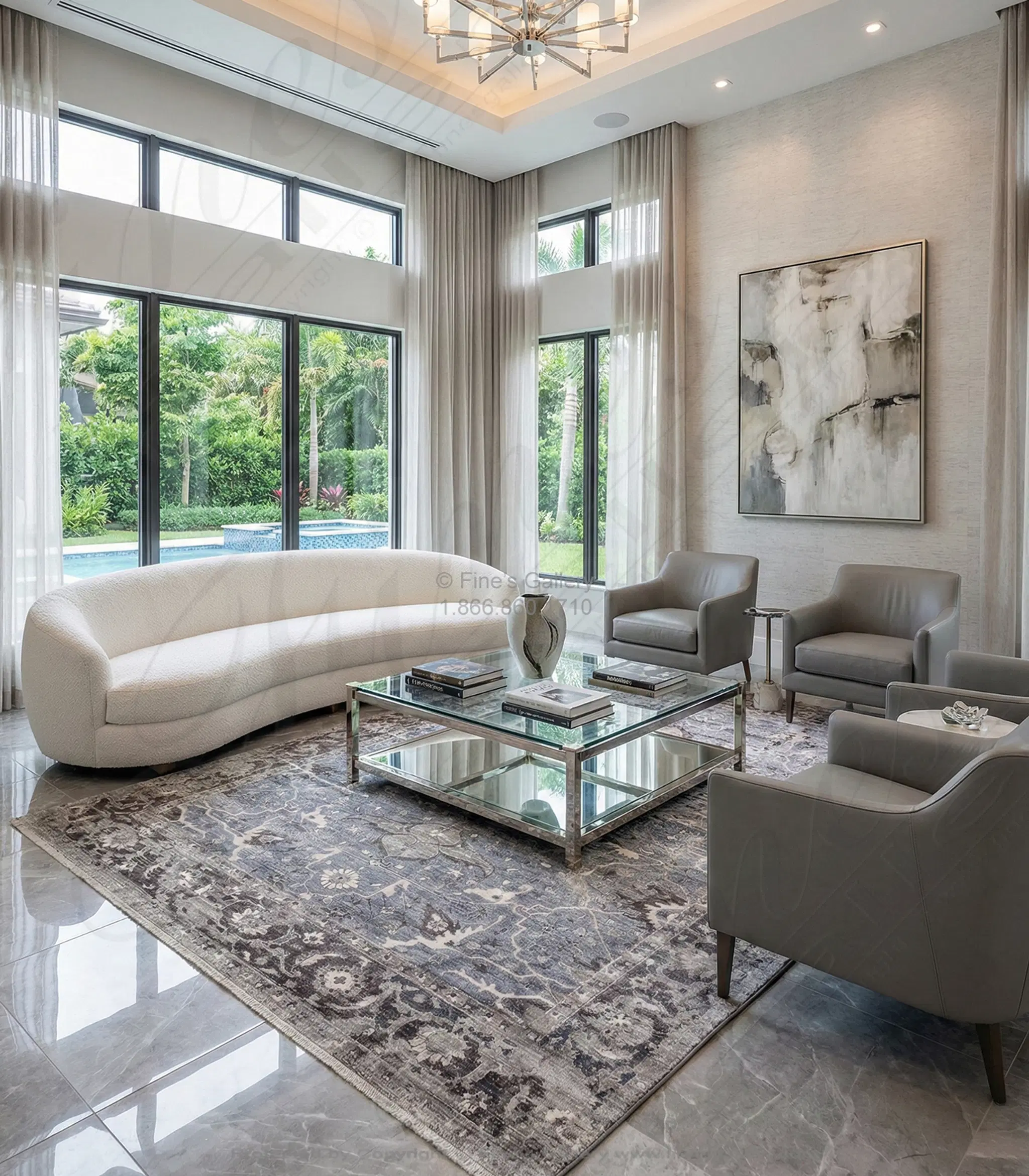 Luxury Rectangular Area Rug - Custom Marble & Bronze Design - Home Decor