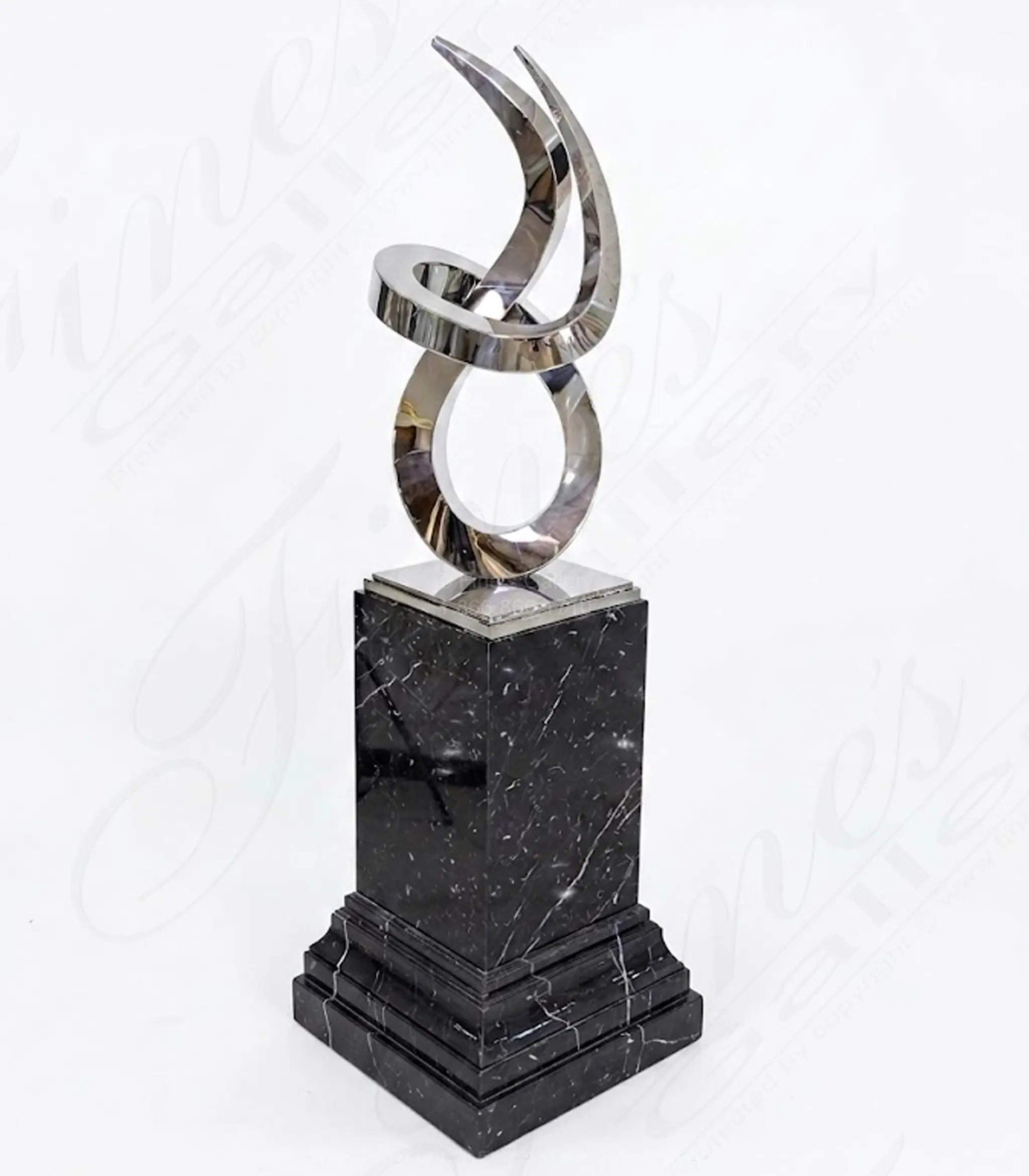 Marine Grade Stainless Steel Abstract Sculpture, 43.5 In — Model SS-031 — Hand-Crafted by Fine's Gallery