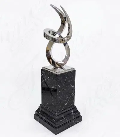 Marine Grade Stainless Steel Abstract Sculpture, 43.5 In