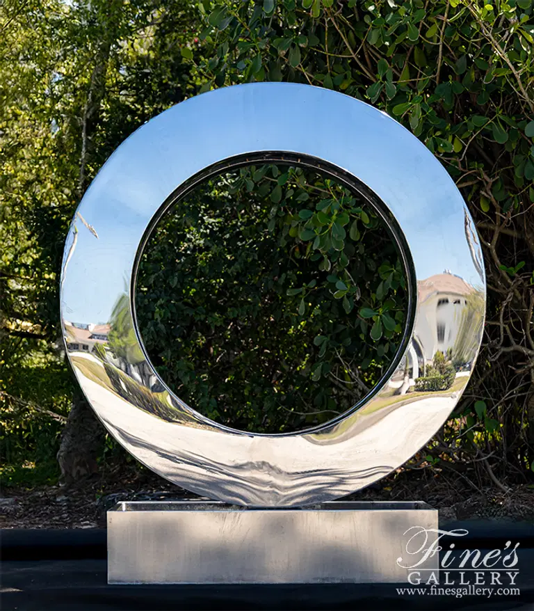 Circular Abstract Fountain in Marine Grade Stainless