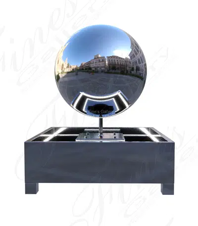 Stainless Sphere Fountain in Square Catch Basin