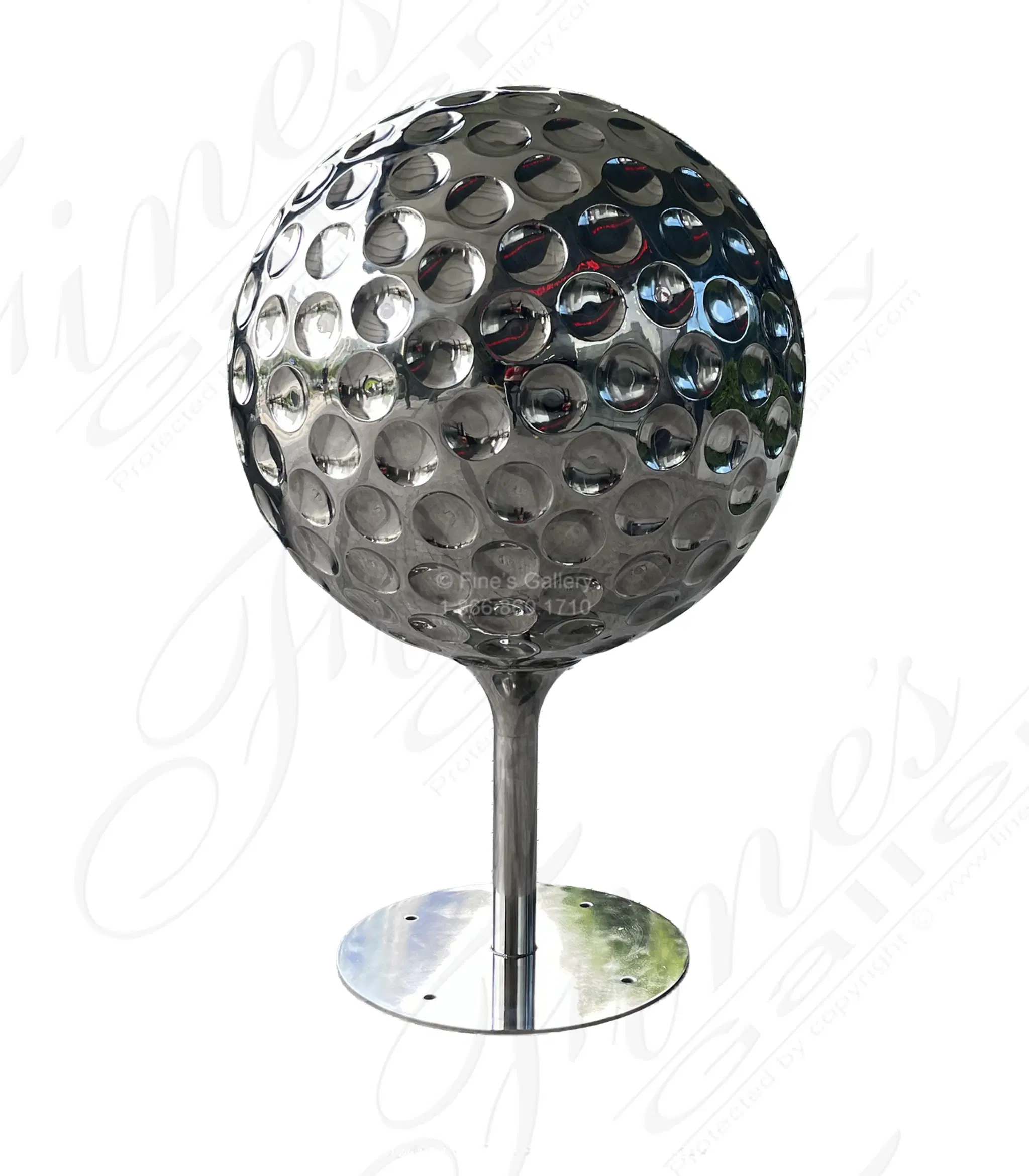 36" Diameter Golf Ball in Marine Grade Stainless — Model SS-094 — Hand-Crafted by Fine's Gallery