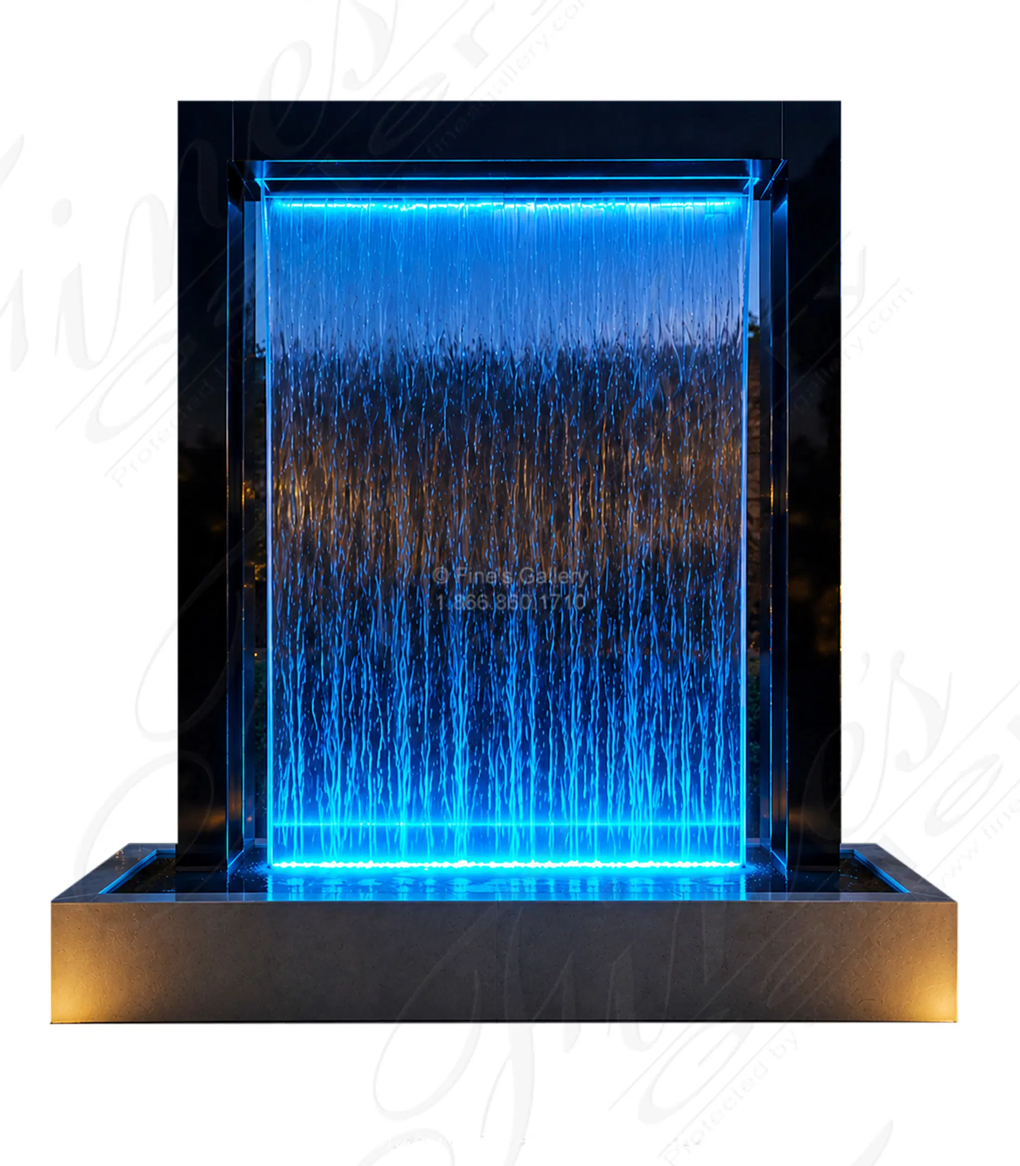 Custom Waterwall Fountain in Marine Grade Stainless Steel — Model SS-105 — Hand-Crafted by Fine's Gallery